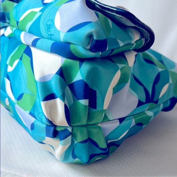 RARE COACH POPPY EUC blue green kaleidoscope 2 front pockets silver buttons - Picture 9 of 17